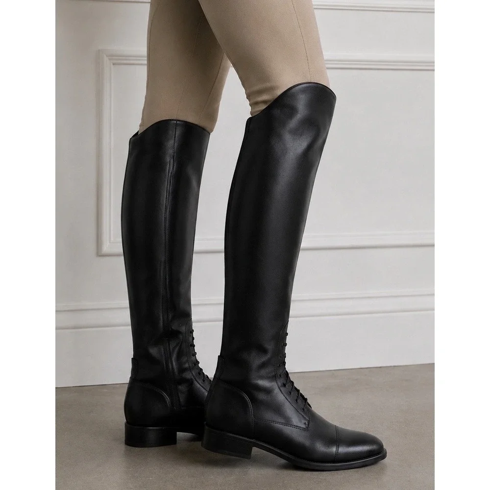 Vintage Amazonas Cavalier Womens Black Leather Riding Boots Sz 10.5M Equestrian